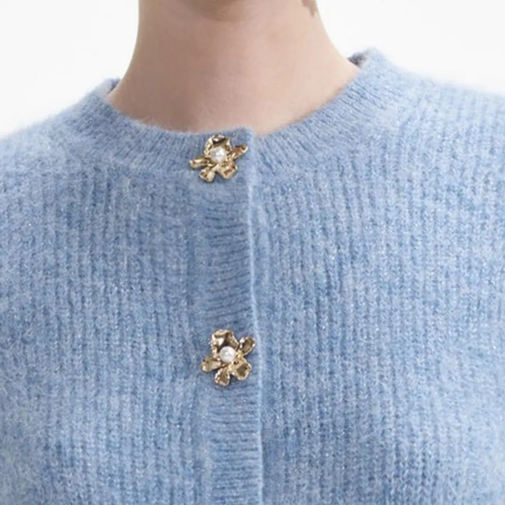 Blue Soft Knit Midi Skirt