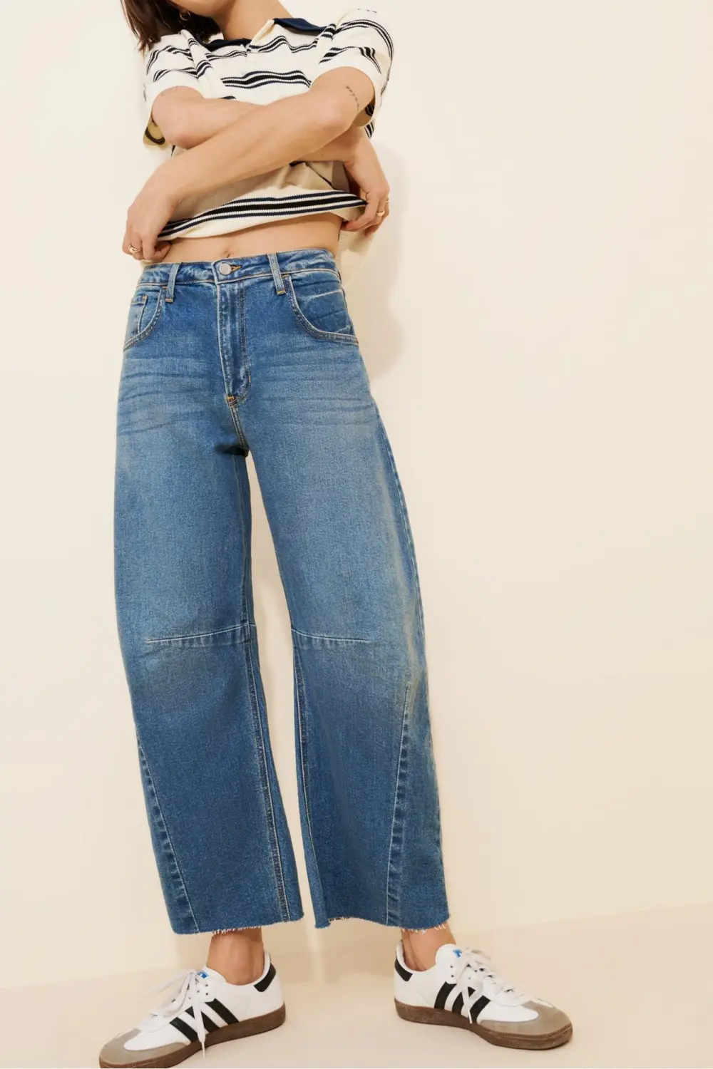 Mid-Rise Barrel Leg Jeans