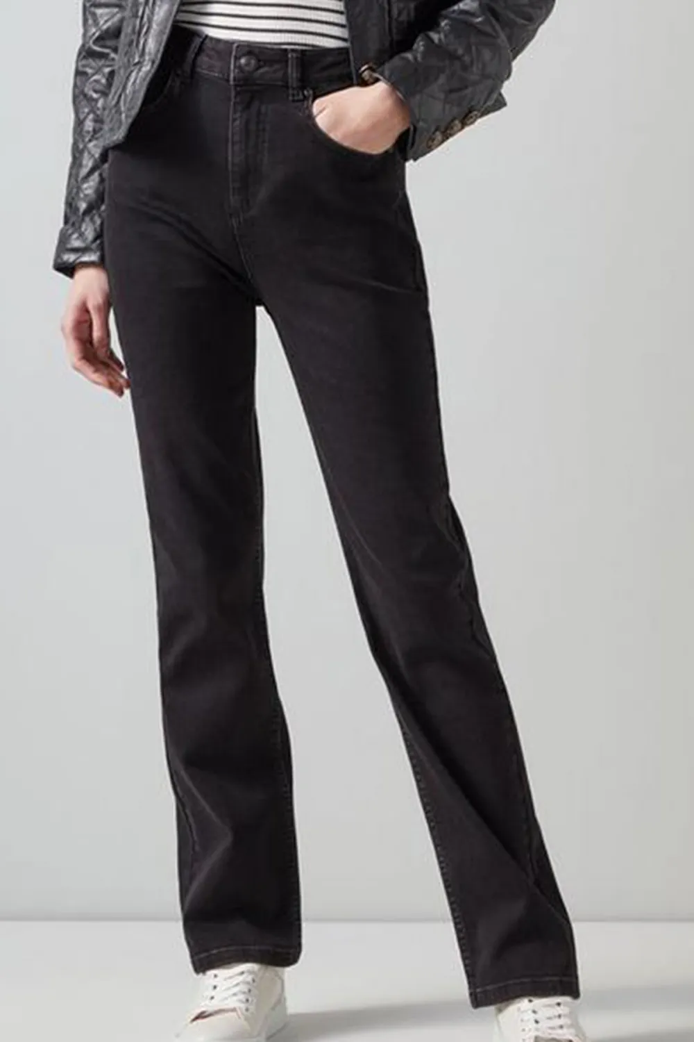 Black Straight Leg Denim Trousers