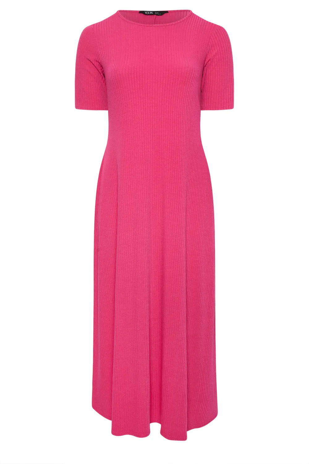 YOURS Curve Pink Ribbed Swing Maxi Dress