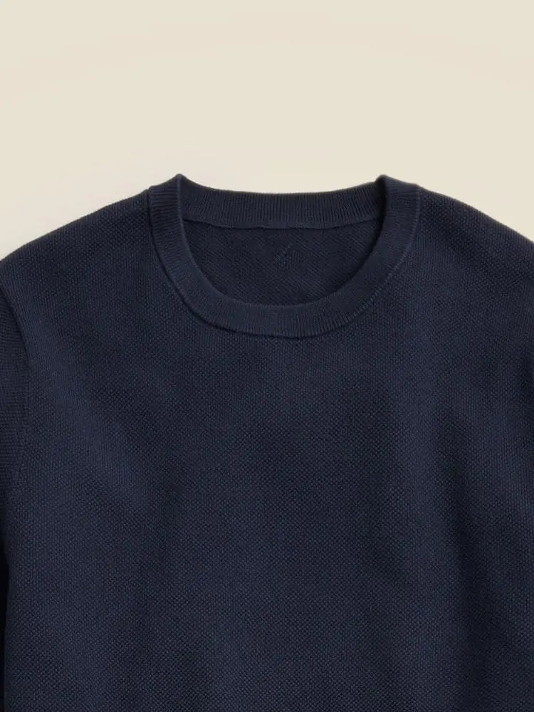 Dark Navy Short Sleeve Knit Sweater