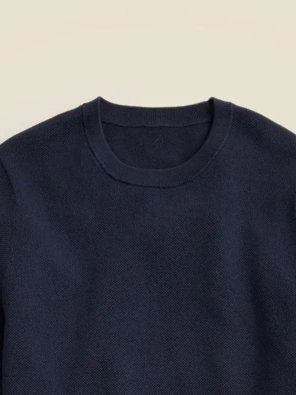 Dark Navy Short Sleeve Knit Sweater