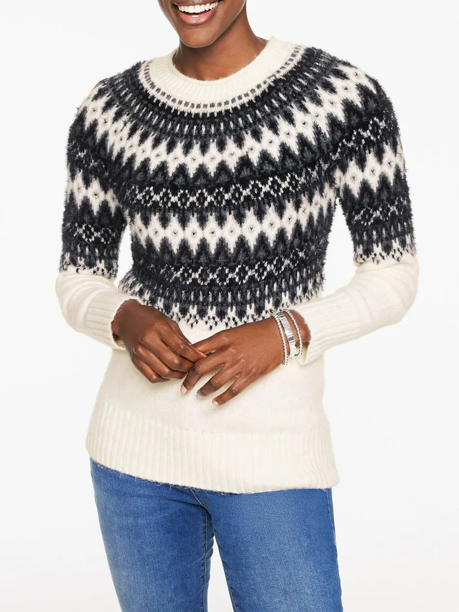 Women'S Multi Color Diamond Shaped Retro Art Pattern Knitted Sweater