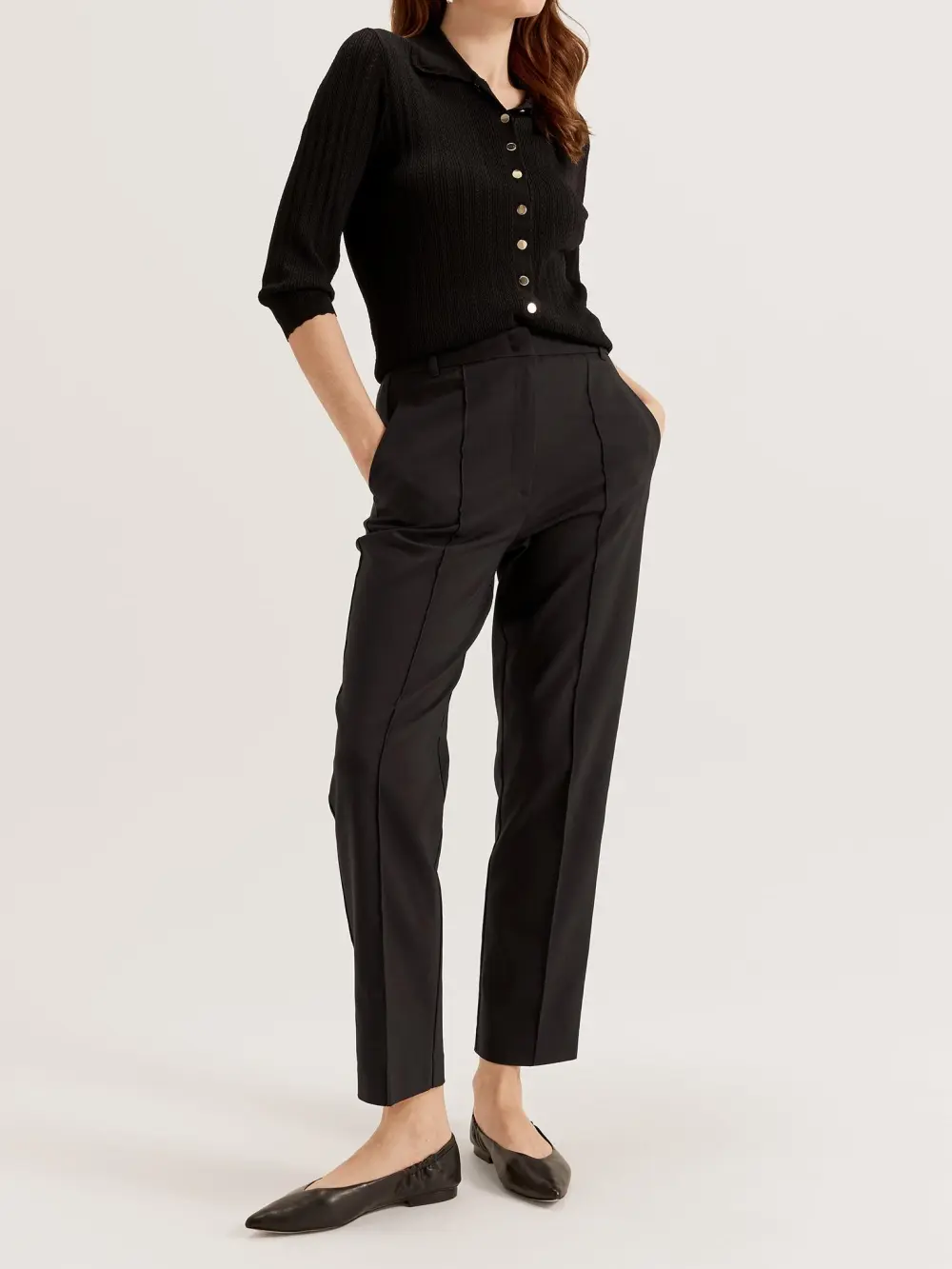 Black Straight Leg Suit Pants