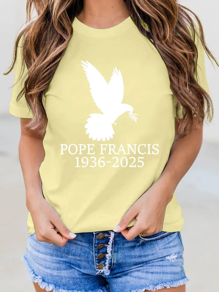 Women's Thank You Father 1936-2025 Print Short Sleeve Round Neck Cotton T-Shirt