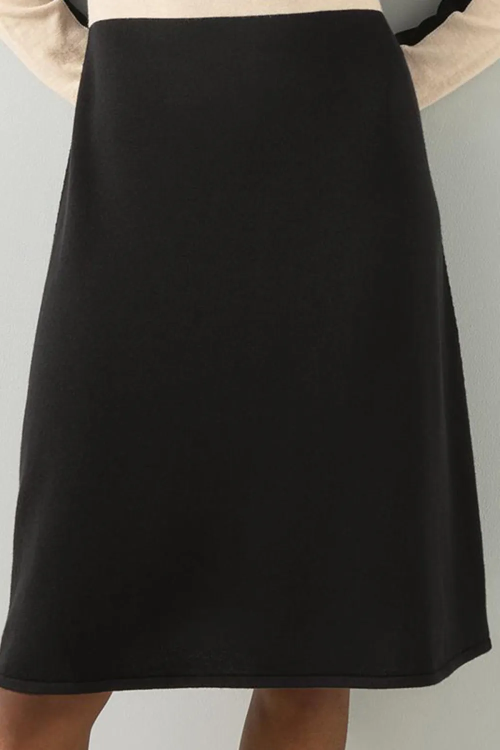 Black Color Block Knit Midi Dress