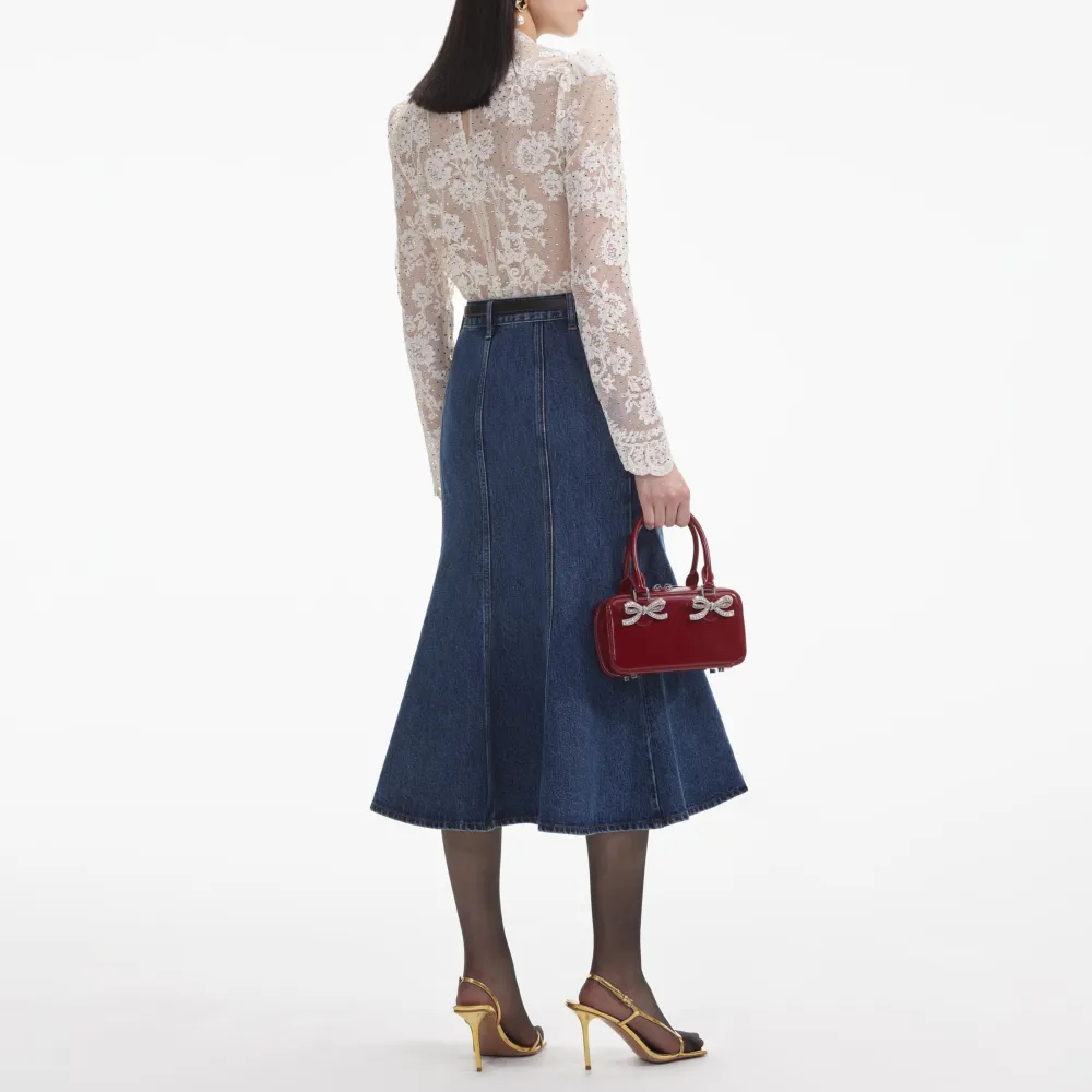 White Rhinestone Lace Top