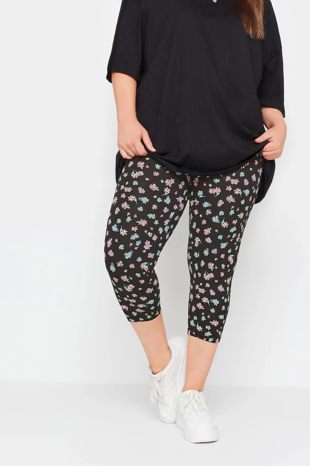 YOURS Curve 2 PACK Black Aztec Print Cropped Leggings