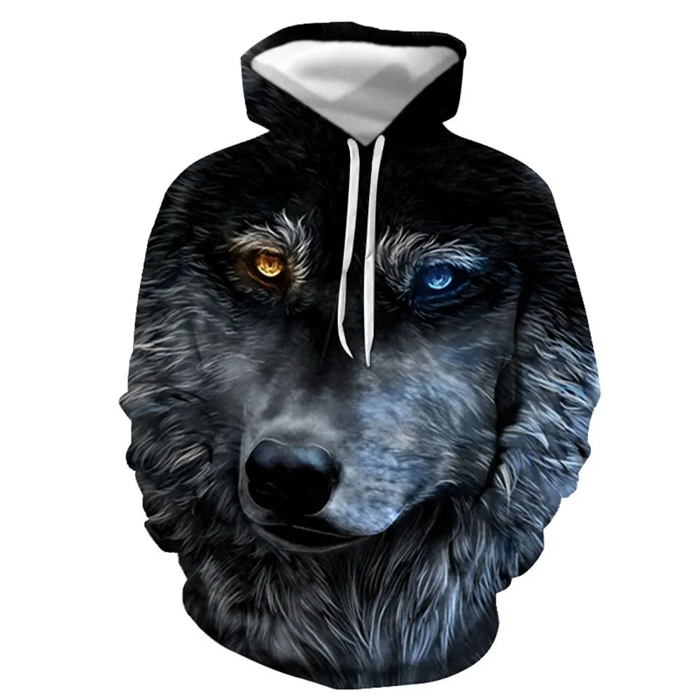 3D Graphic Printed Hoodies Wolf