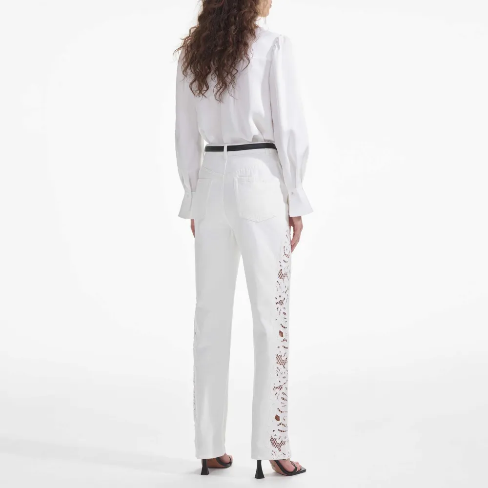 White Cutwork Denim Jeans