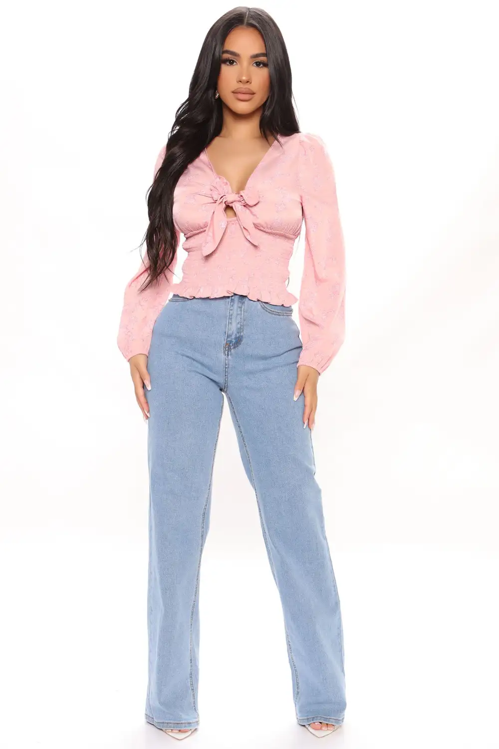 Dose Of Florals Tie Front Top - Mauve