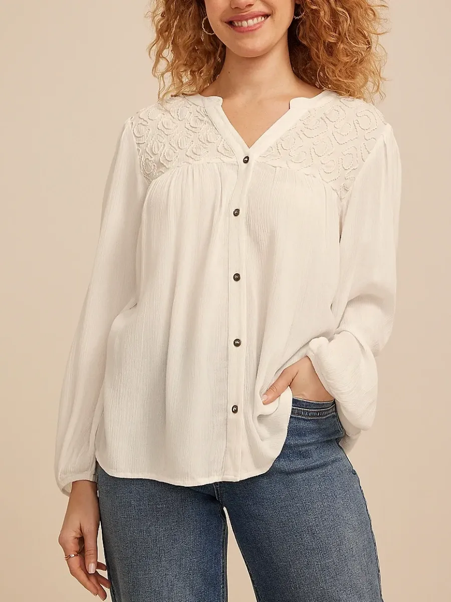 Puff Sleeve Embroidered Blouse