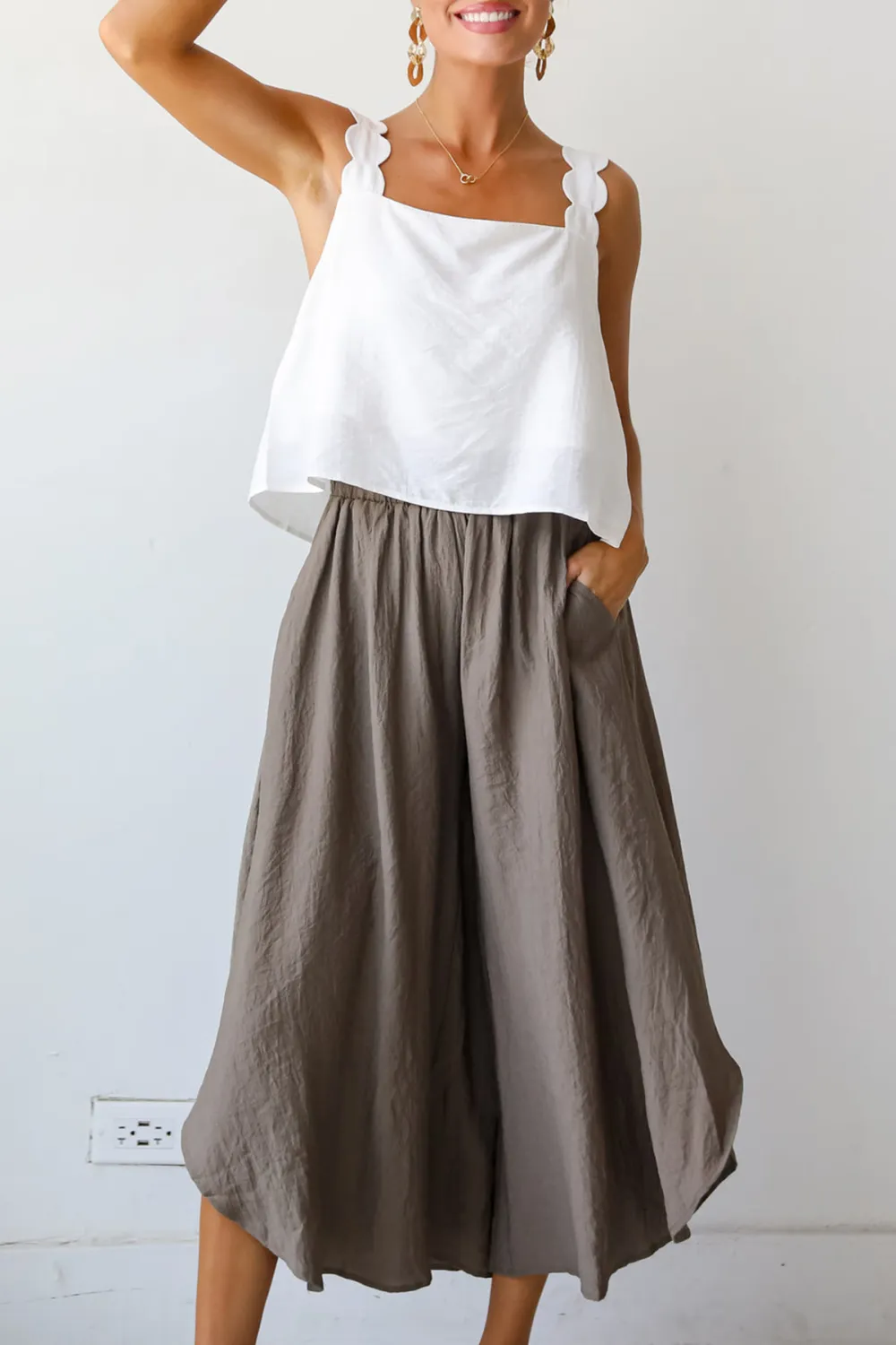 Carefree Energy Mocha Wide Leg Pants