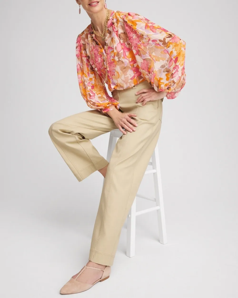 Multicolor Floral Print V-Neck Blouse