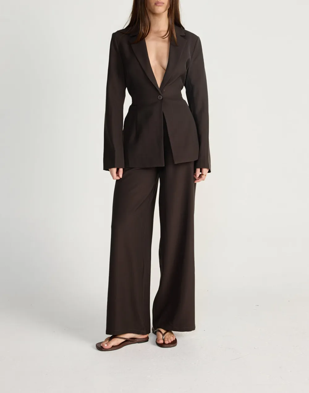 Crisp And Stylish Waisted V-Neck Suit Jacket