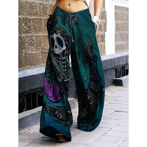 Women's Wide Leg Chinos Pants Trousers Short Baggy Micro-elastic Mid Waist Streetwear Casual Office Halloween Black Green Gray Green M L Summer Spring &  Fall