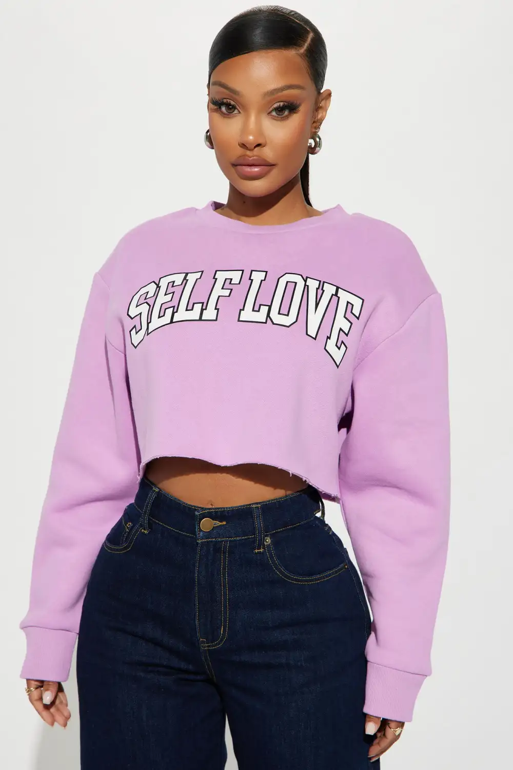 Self Love Crop Sweatshirt - Lavender