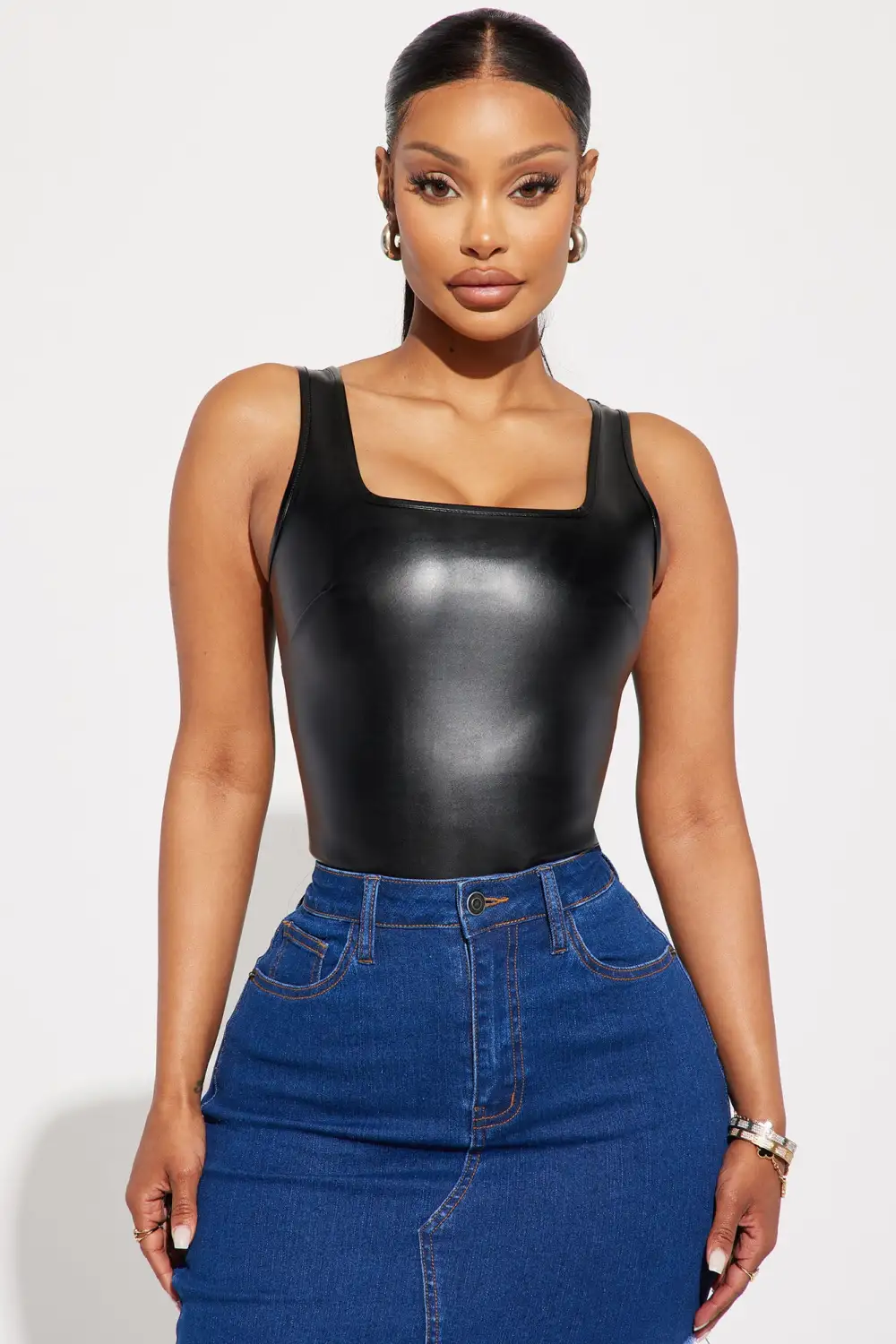More Than Enough PU Bodysuit - Black