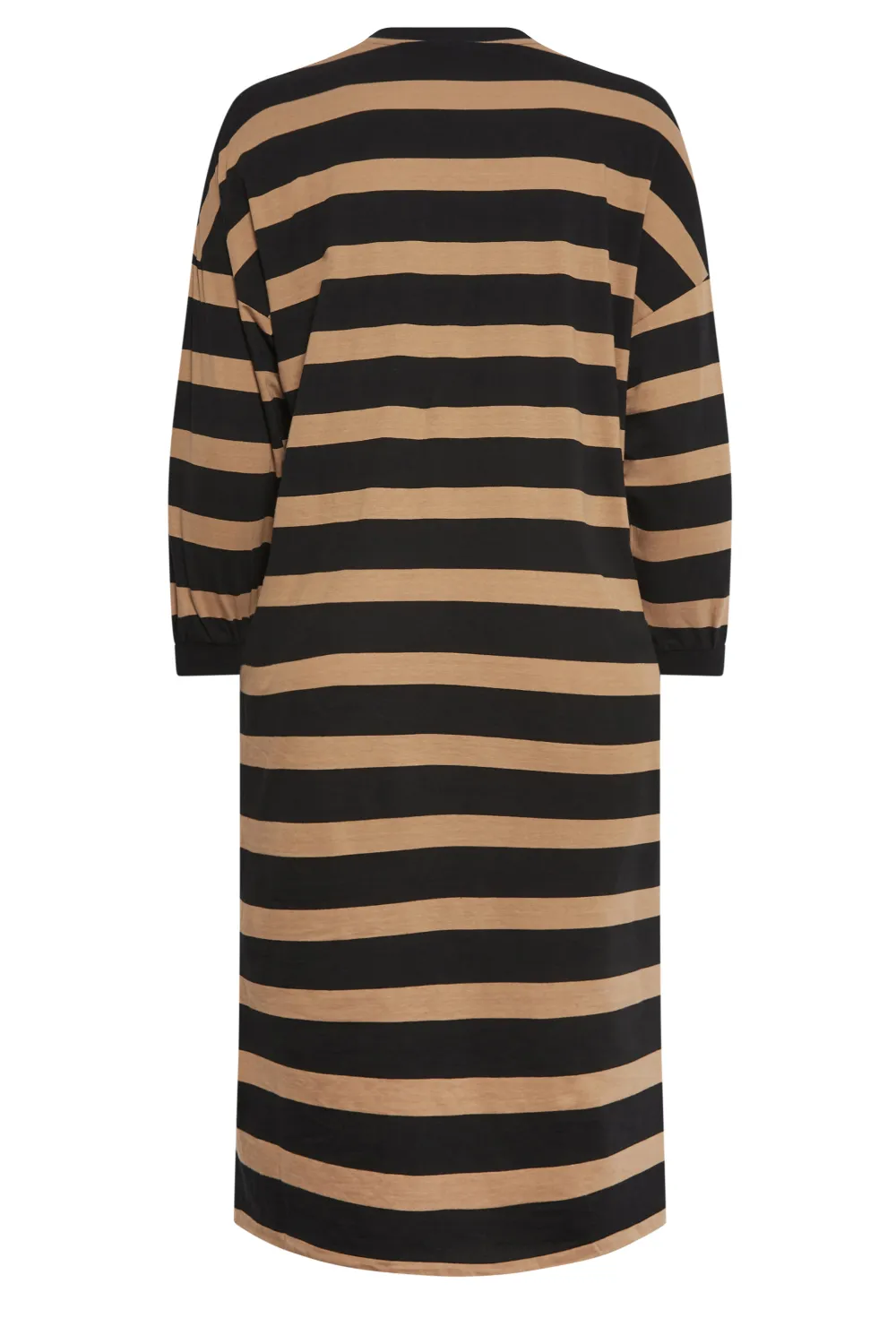 YOURS Curve Beige Brown Stripe Oversized T-Shirt Dress