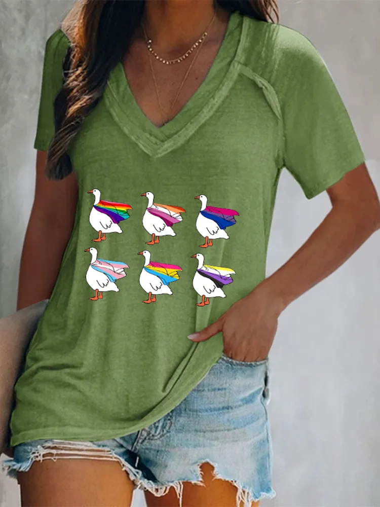 Women'S V-Neck Pride Month Short-Sleeved T-Shirt