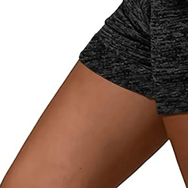 Women's Drawstring Yoga Shorts Quick-drying Solid Colored Elastic Running Bottom Contrasting Colors Pants