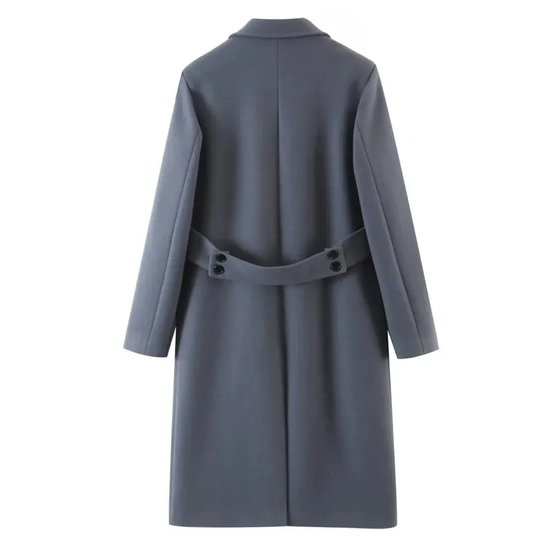Front Buttons Lapel Coat in Gray