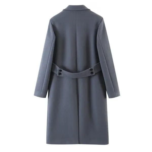 Front Buttons Lapel Coat in Gray