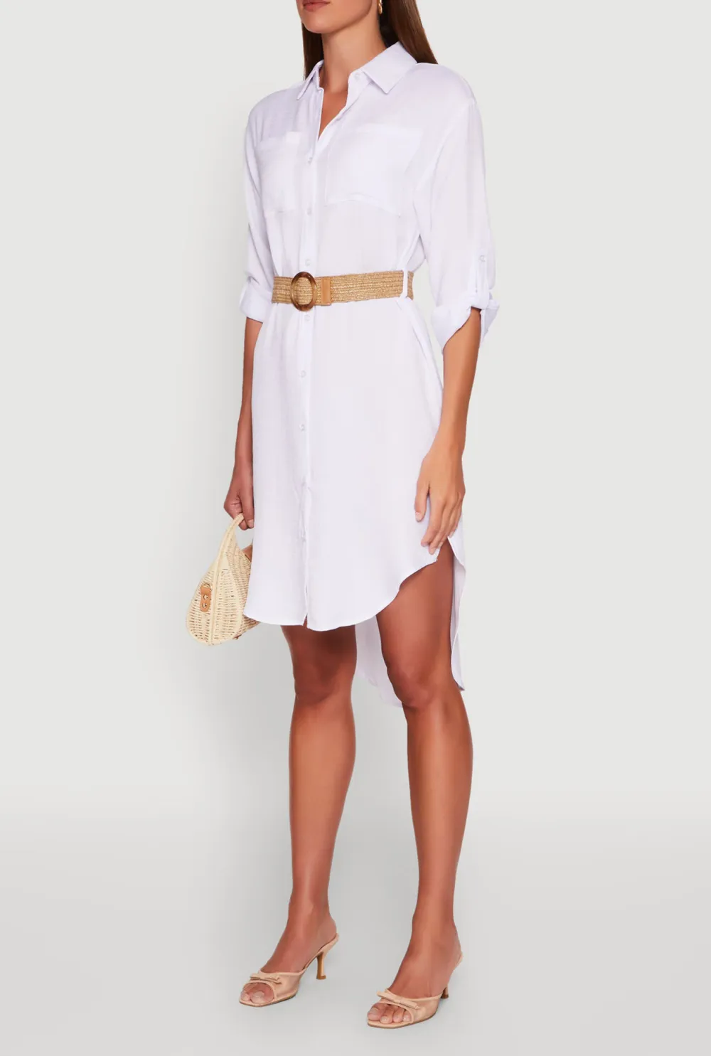 Three Quarter Sleeved Shirt Dress