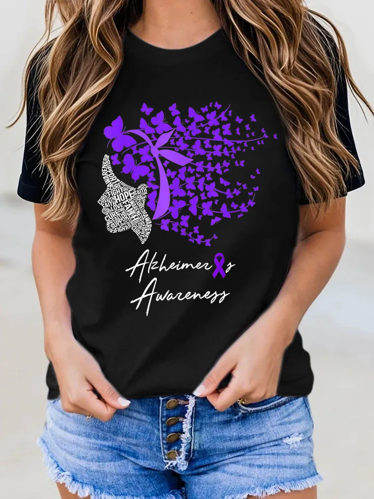 Women's Alzheimer's Awareness Print T-Shirt