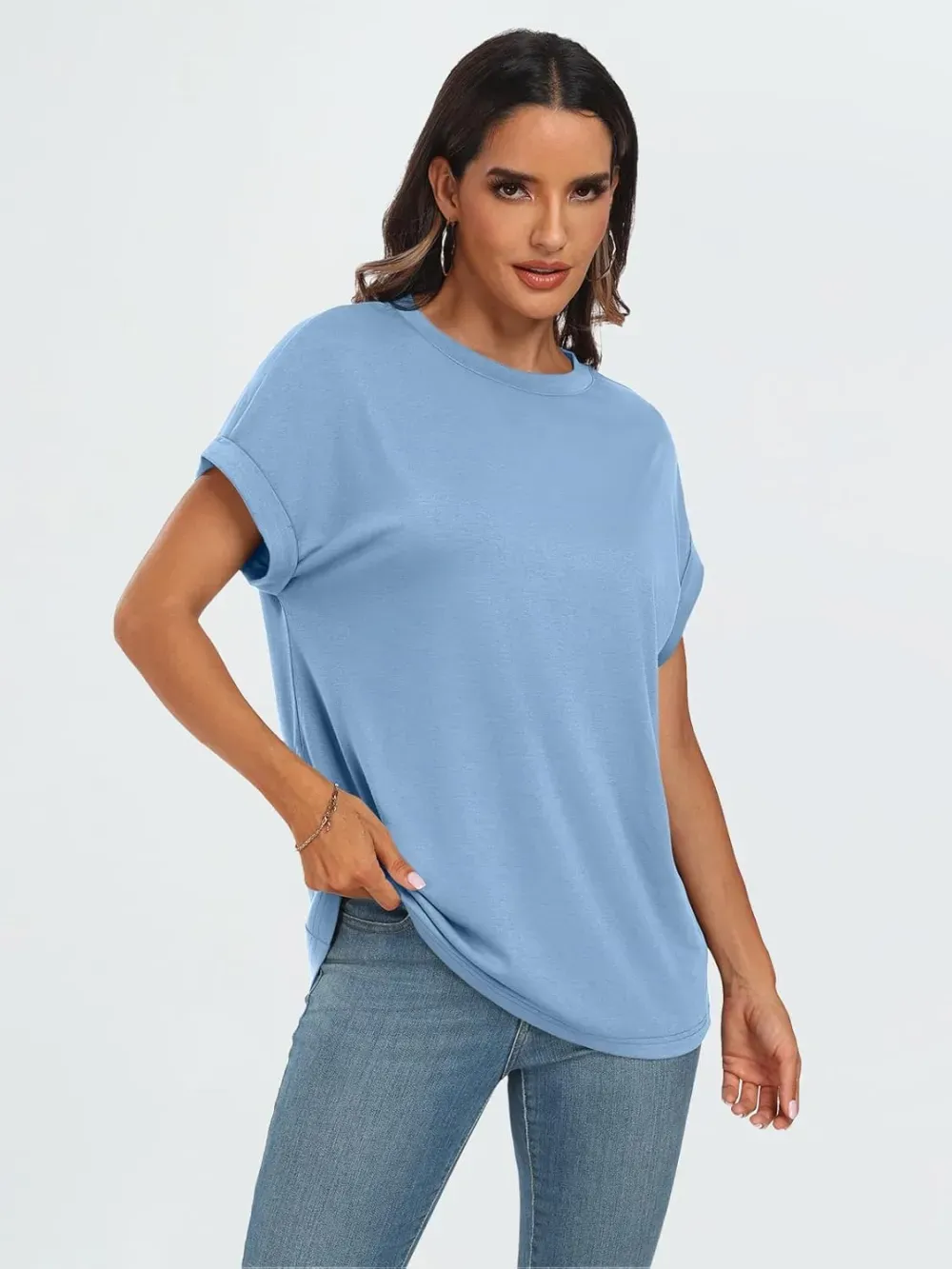 AUTOMET Women Tops Casual Basic T Shirts Loose Fit Crewneck Short Sleeve Summer Outfits