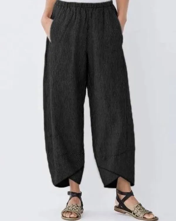 Summer Plain Casual Capri Pants With Pockets