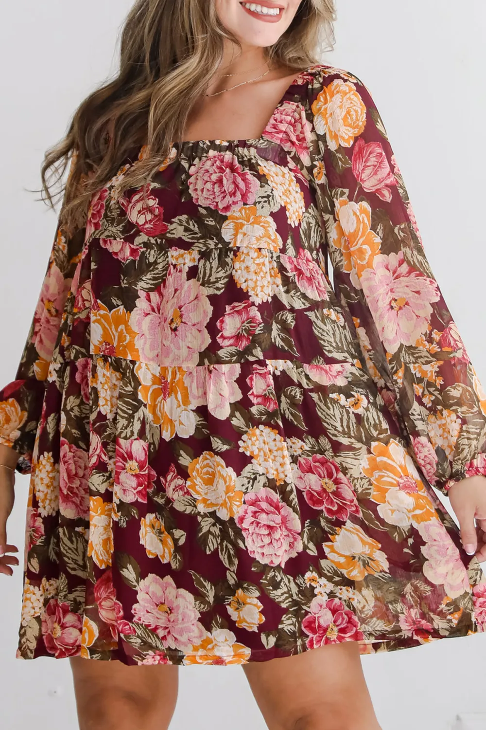 Breathtaking View Plum Floral Mini Dress