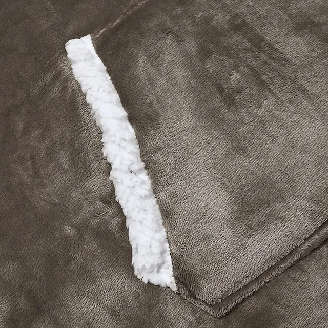 Women's Christmas Couple‘s Pajamas Nightgown Hoodie Blanket Wearable Blanket Grid / Plaid Pure Color Plush Simple Comfort Xmas Home Party Fleece Warm Gift Patchwork Pocket Fall Winter Black Gray