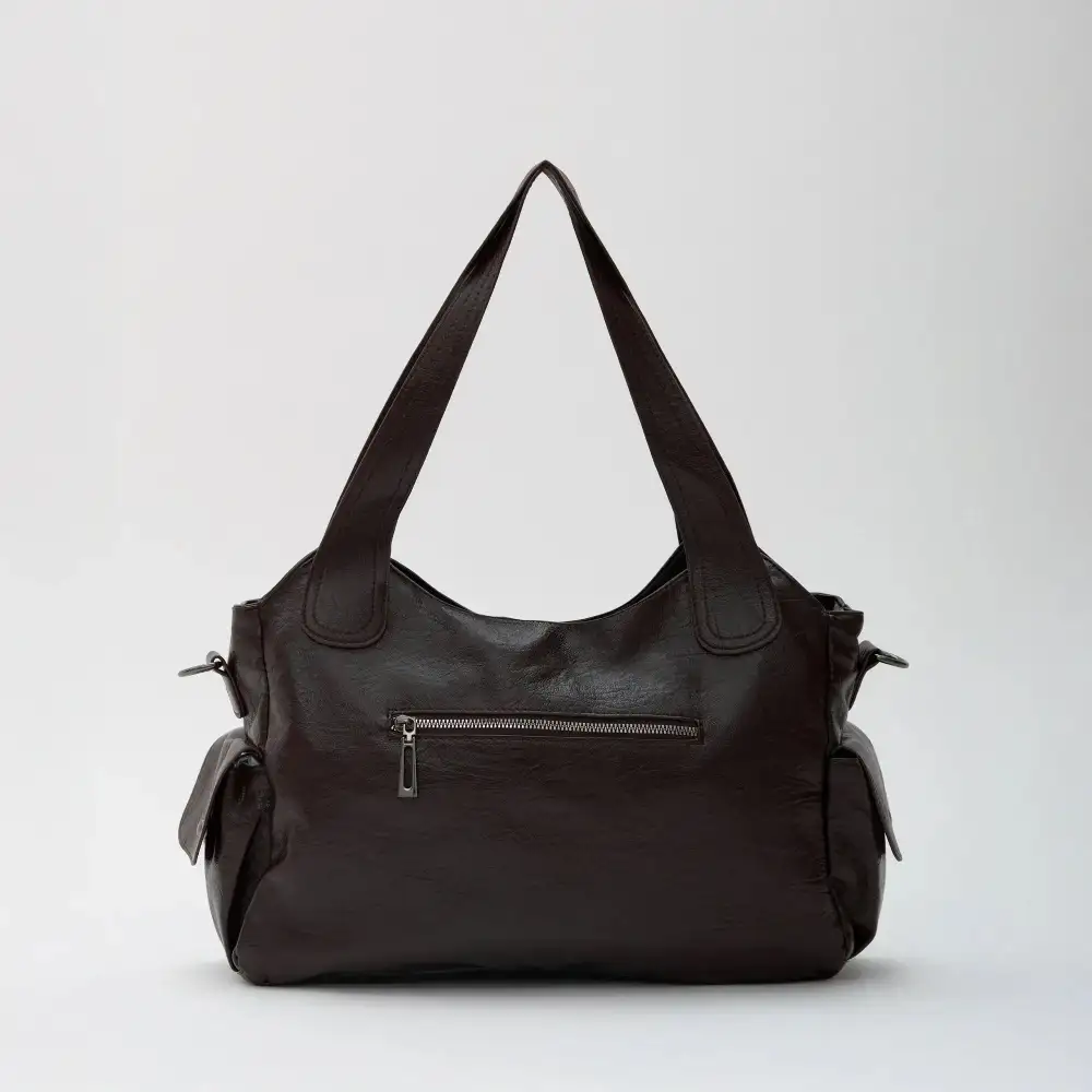 Pocket Front Leather Crossbody Bag