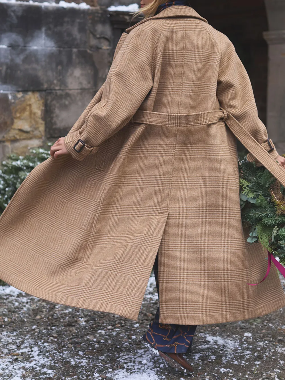 Tan Brown Longline Wool Blend Coat