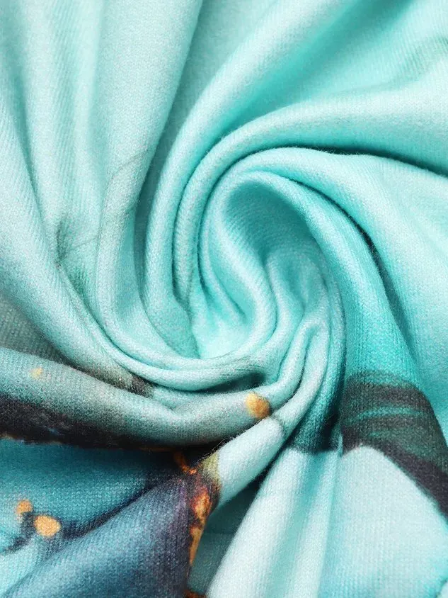 Rainbow gradient marble loose resort beach Chiffon two-piece dress set long