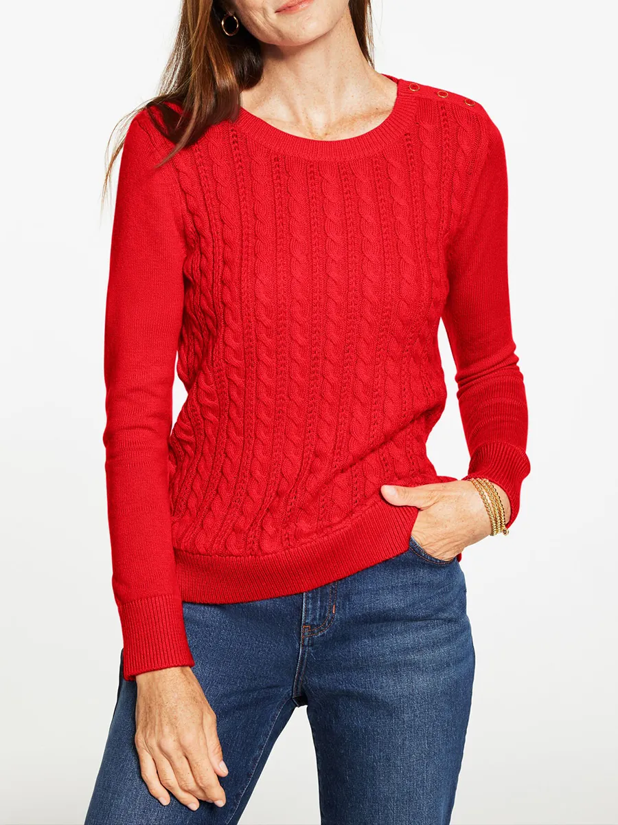 Fashion Lace Knitted Round Neck Women'S Sweater
