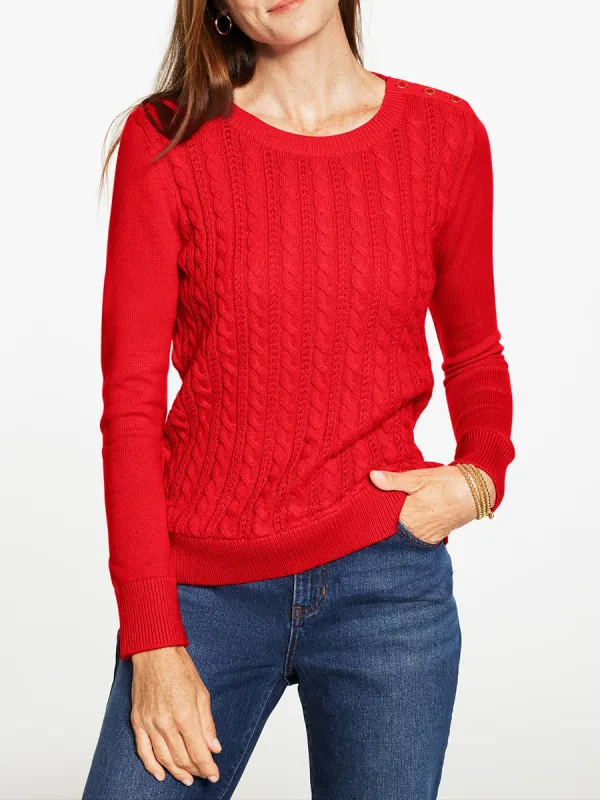 Fashion Lace Knitted Round Neck Women'S Sweater