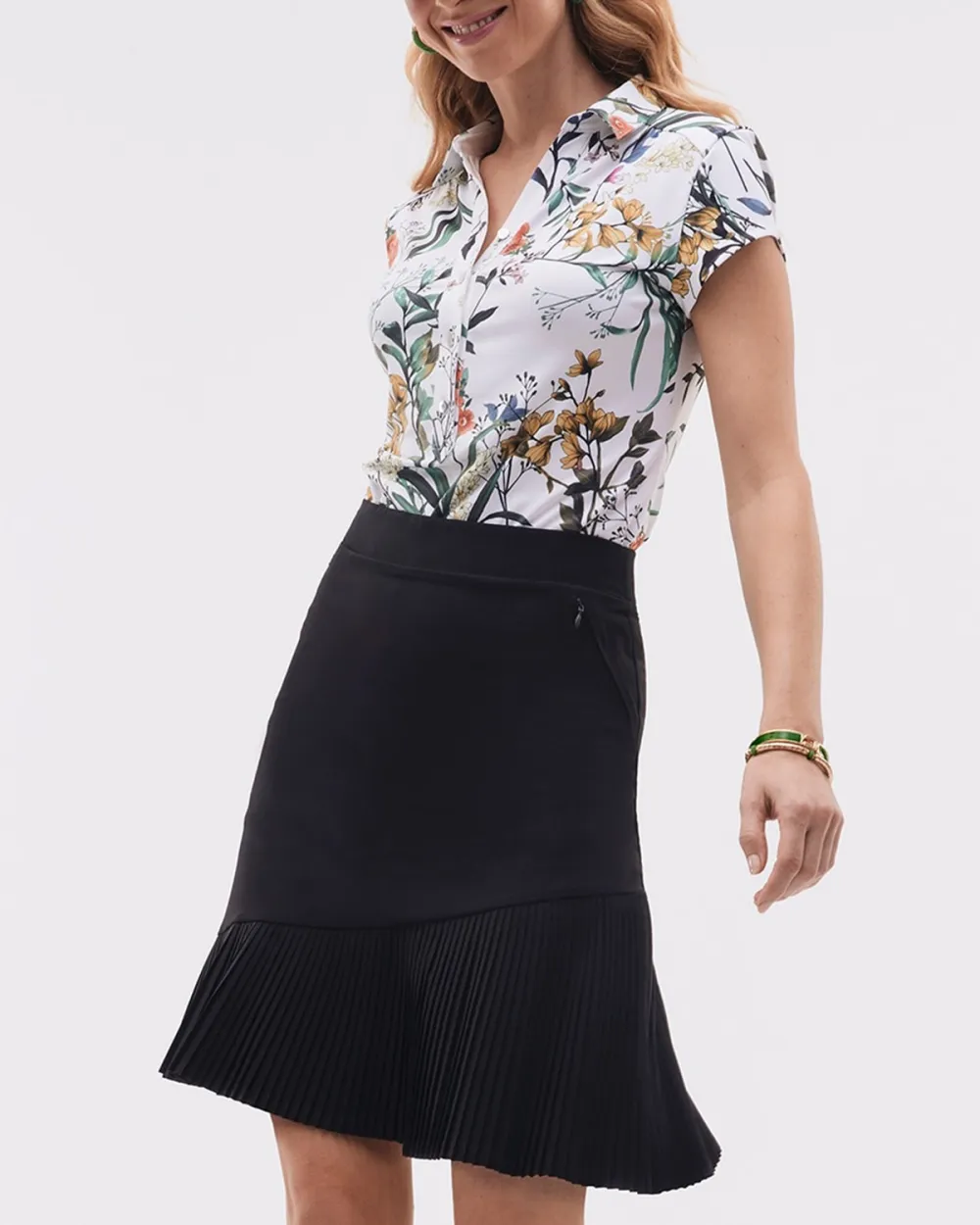 Pleated Hem Mini Skirt
