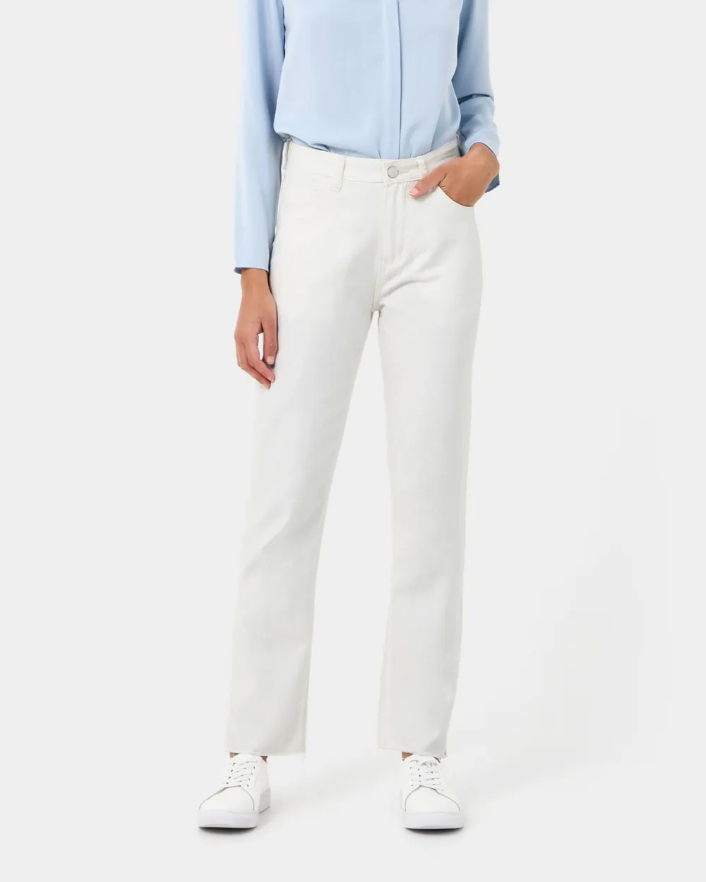 Frayed Mid to High Rise Washing Jean