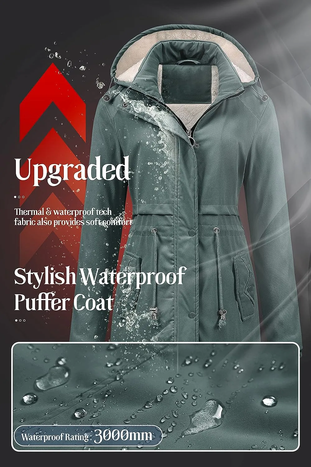 Women's Mid-Length Parka Winter Outerwear Jacket Soft Fleece Warm Snow Coat