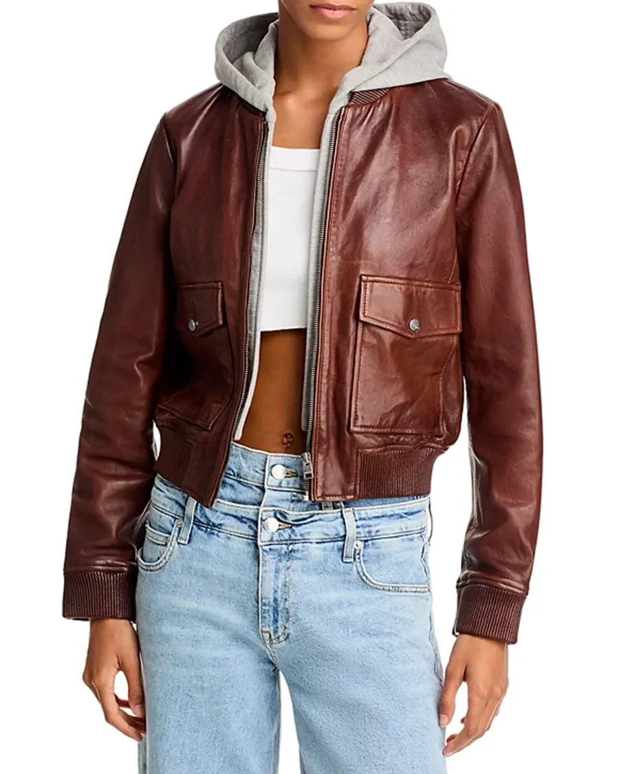 Casual Style Leather Bomber Jacket