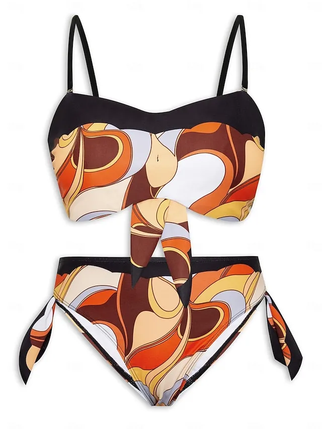 Knotted Print Bikini Swimsuit