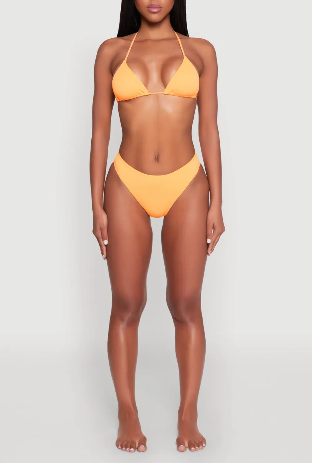Solid Color Neck Hanging Bikini Top