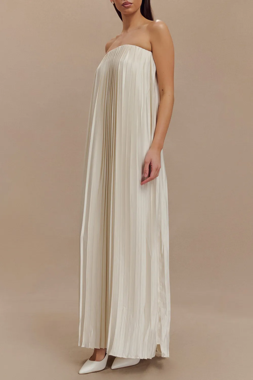Plisse Strapless Maxi Dress