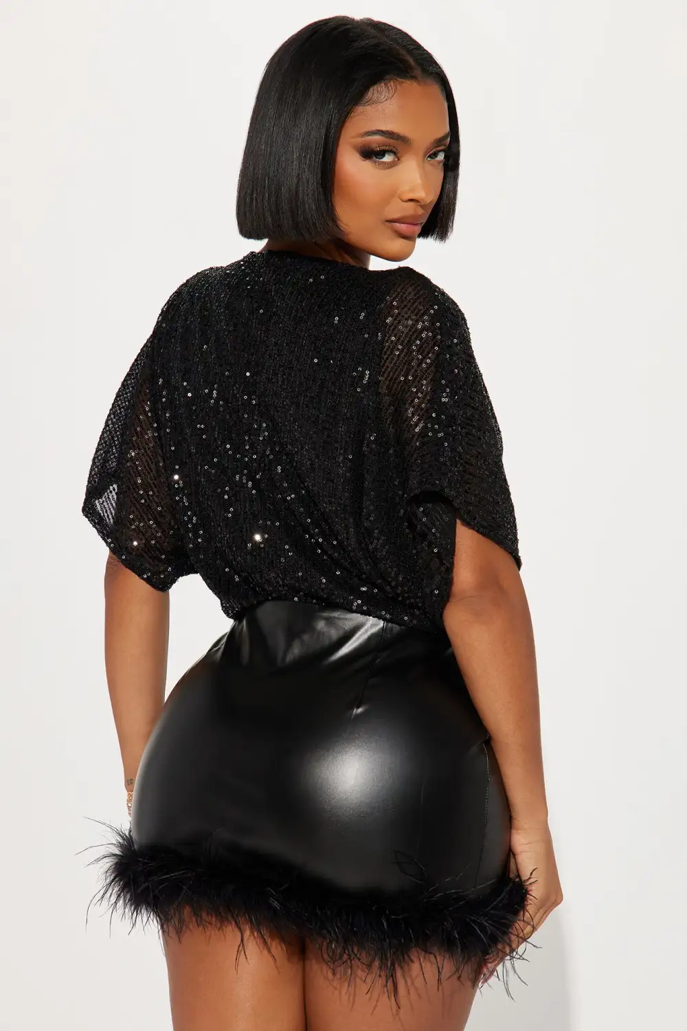 After Party Sequin Bodysuit - Black