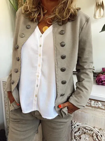 Buttoned Long Sleeve Jacket