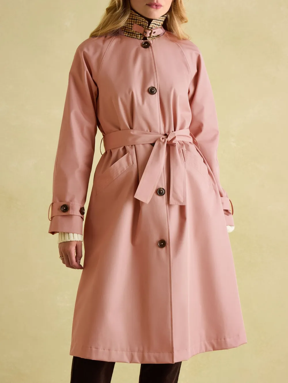 Pink Waterproof Belted Trench Coat