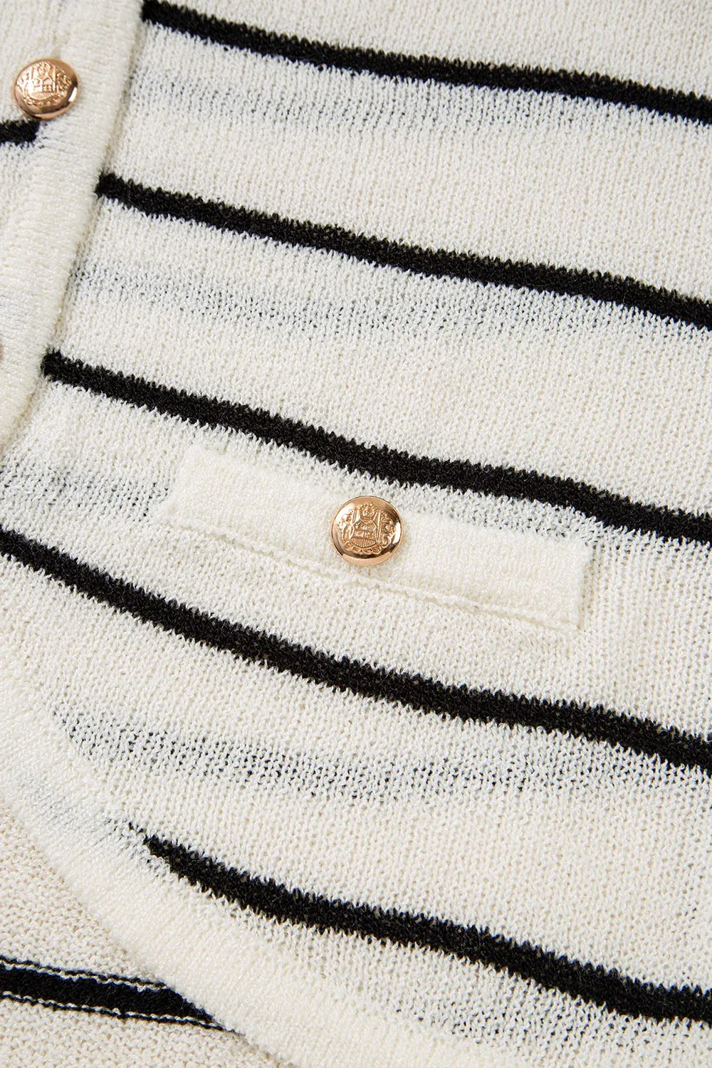 Classic Striped button  Crew  Knit Sweater