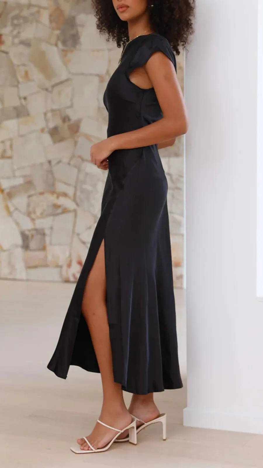 Silky Fabric Midi Dress
